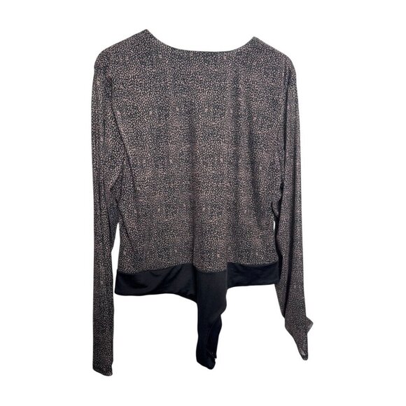 AFRM 2X Long Sleeve Bodysuit – Black Leopard Print V-Neck Stretch One Piece - Picture 2 of 2